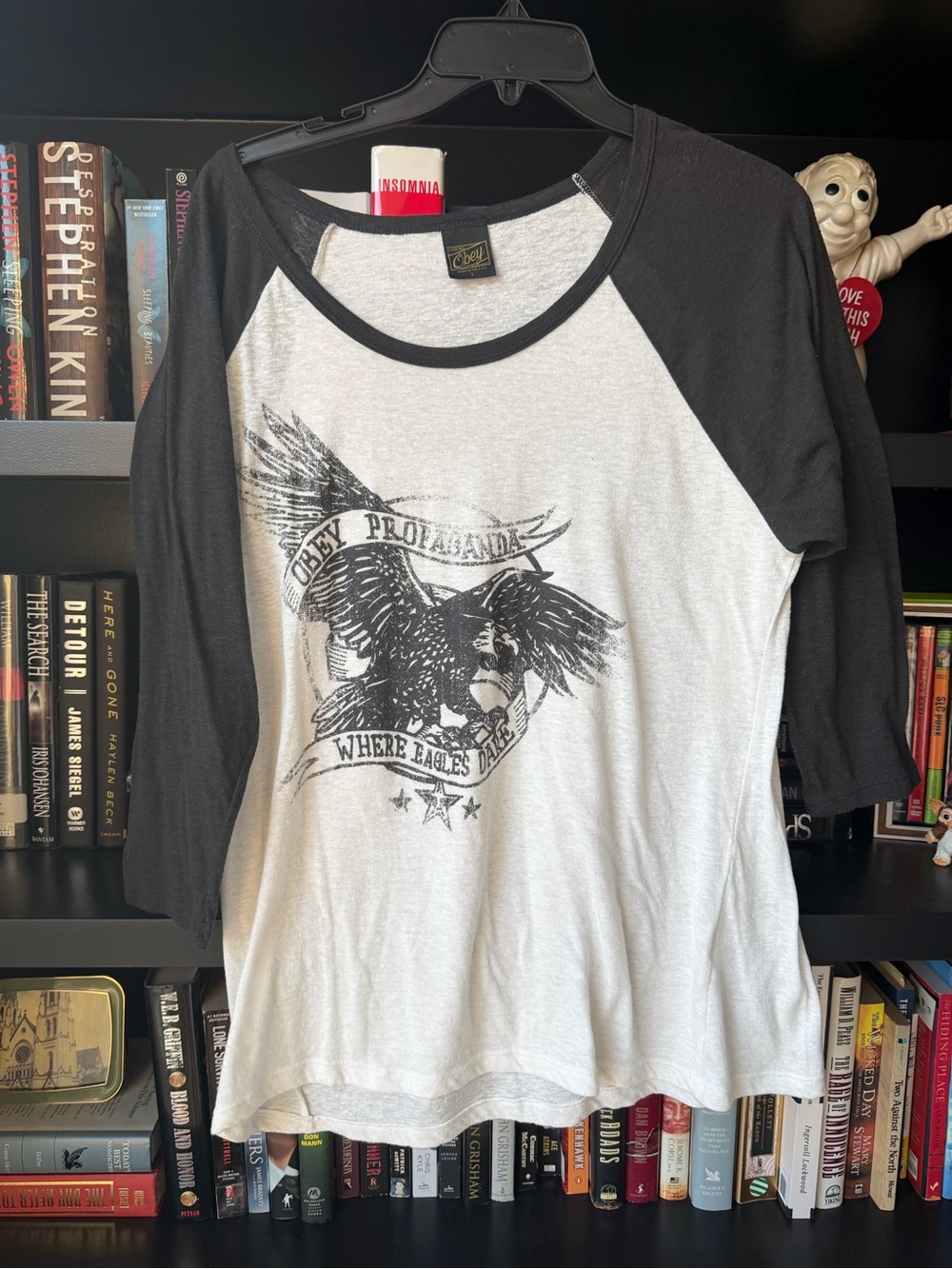 Obey Women's Black & White Eagle Raglan Tee